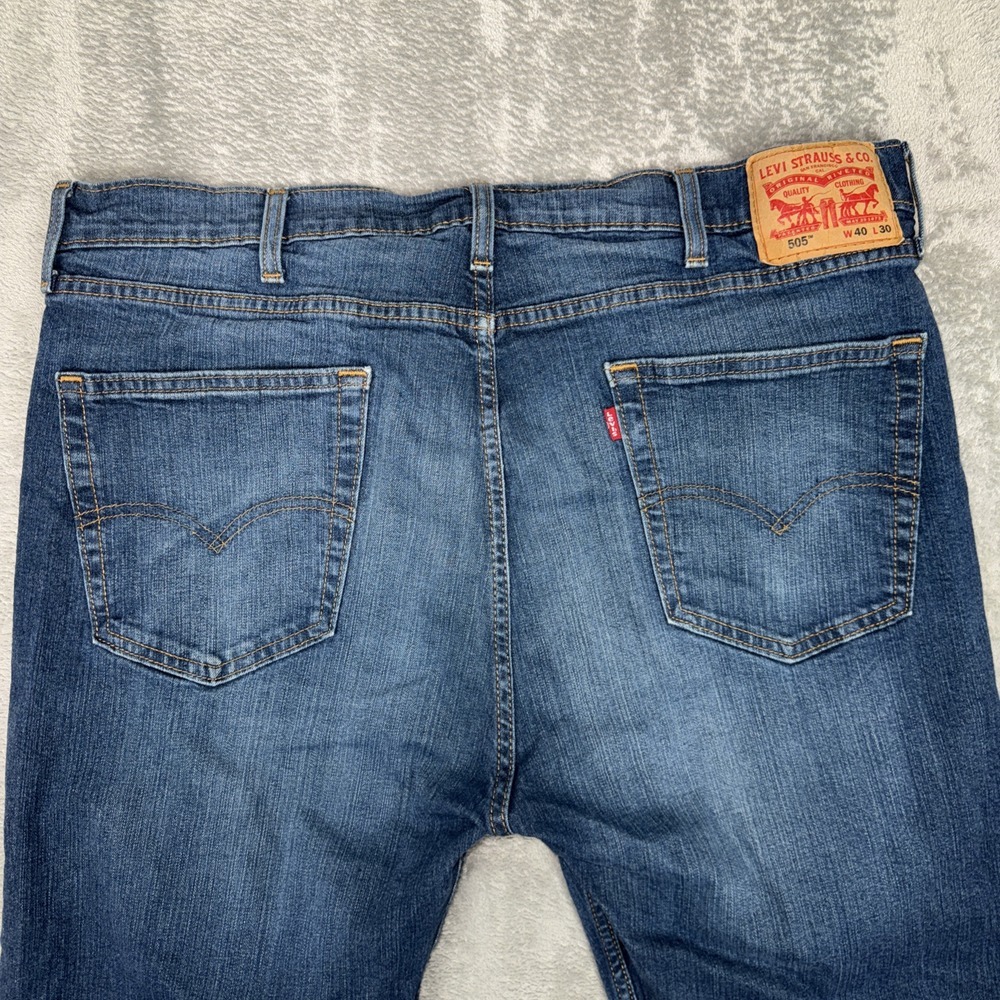 Vintage Levi's 505 Straight Leg‎ 40x30 Blue Jeans Regular Whispering Stone Wash - Picture 9 of 13